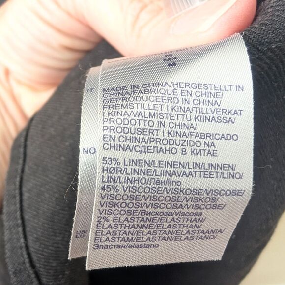 NYDJ Black Linen Belted Shirt Dress 3/4 Sleeve Rolled Cuff Black Size Medium NEW - Picture 6 of 6